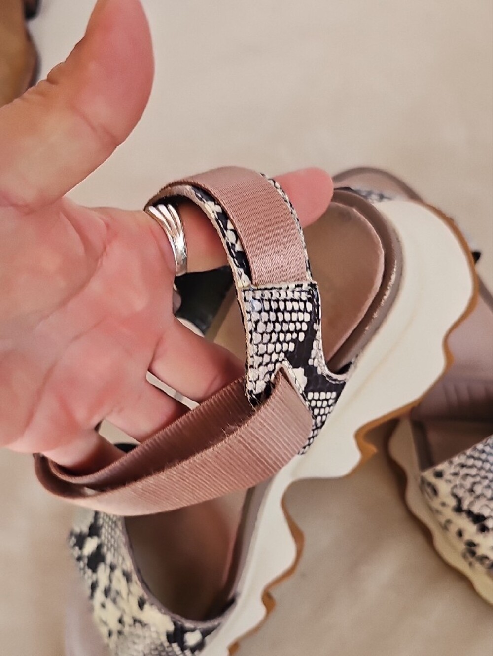 Sorel Women's Snake-Print Platform Sandals in Beige and Black - Picture 12 of 16